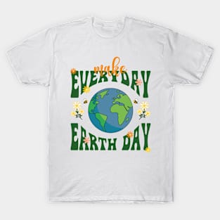 Retro Groovy Make Everyday Earth Day 2024 Cute Save Our Planet T-Shirt